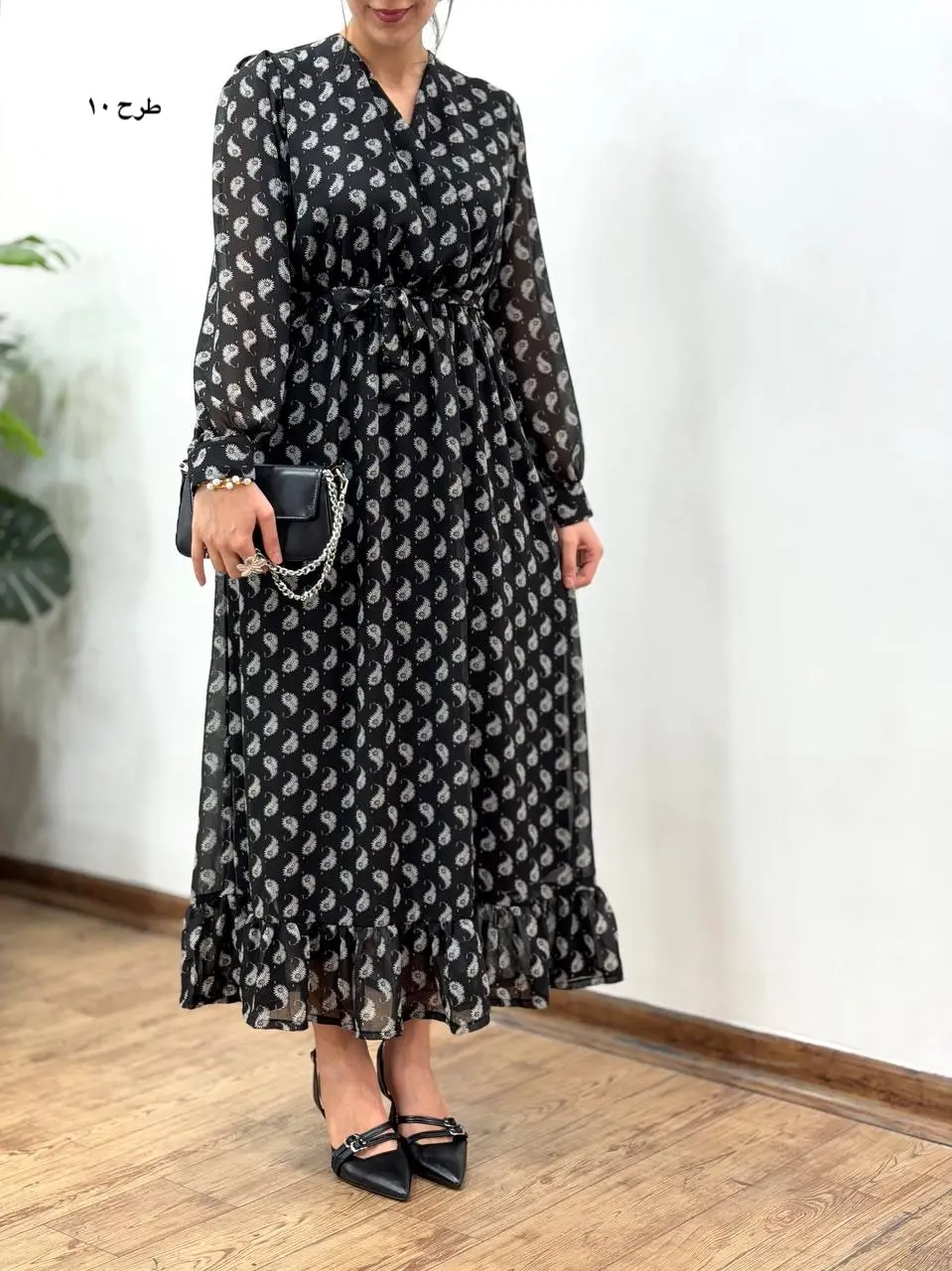 پیراهن بلند حریر آستردار آوا کد 5036